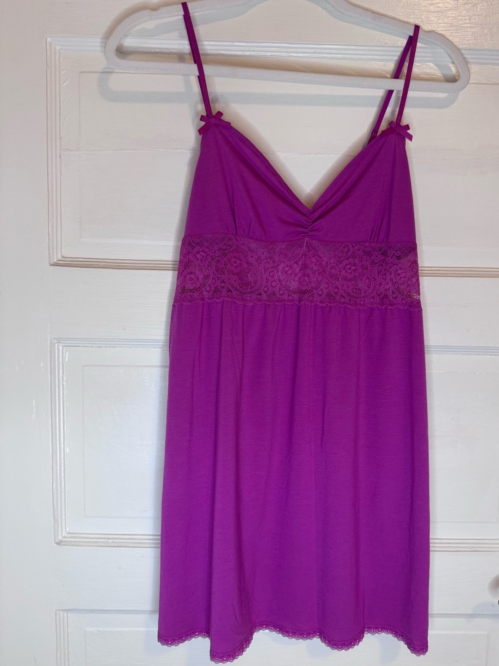 Lace-Trim Purple Chemise Slip with Adjustable Straps